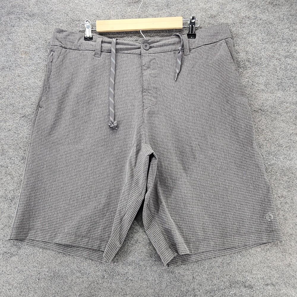 Hang Ten Shorts Mens 36 Gray Striped Chino Performance